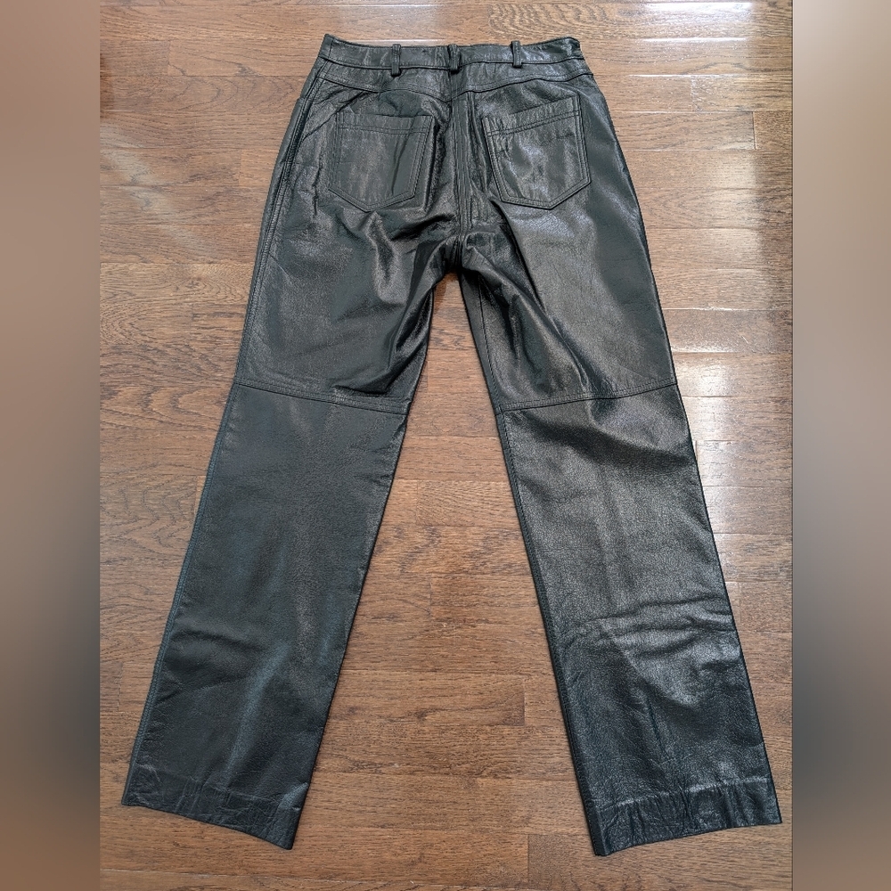 Danier Black Leather High Rise Straight Leg Pants Fits Modern Size 6 - Picture 3 of 8